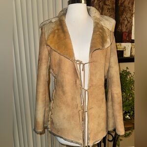 Vintage Y2K Rare faux shearling jacket with full lace-up